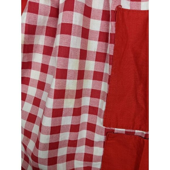 VINTAGE WOMEN'S RED PLAID HALF APRON - FRUIT BOWL - POCKETS - Picture 15 of 16